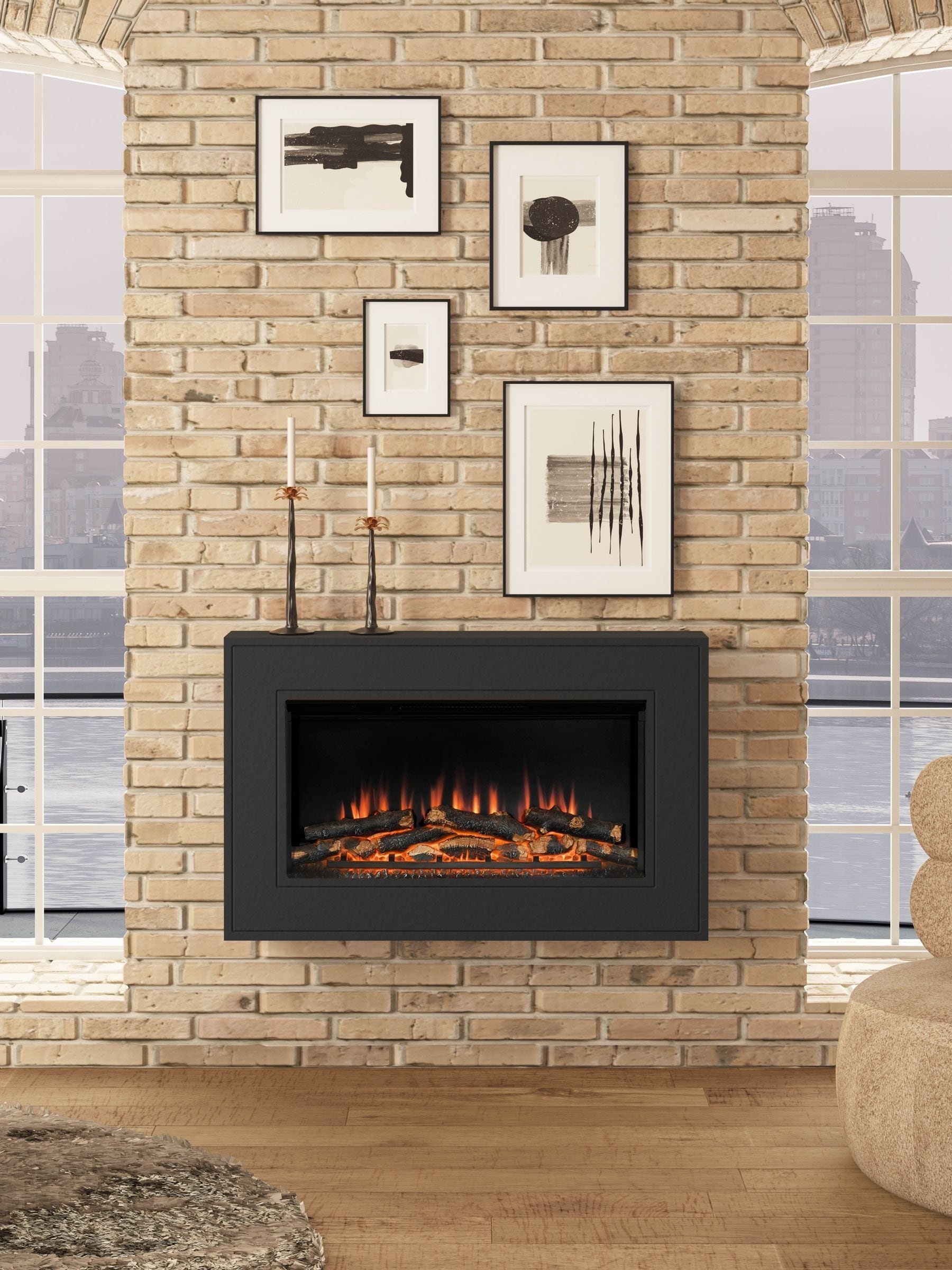 Be Modern Albali wall mounted electric fire anthracite finish, UK version