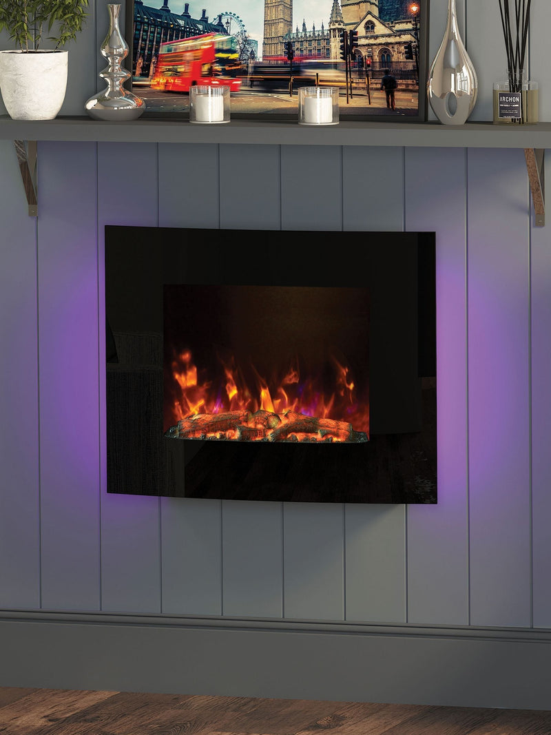Be Modern Black Quatro wall mounted electric fire 64cm, UK version