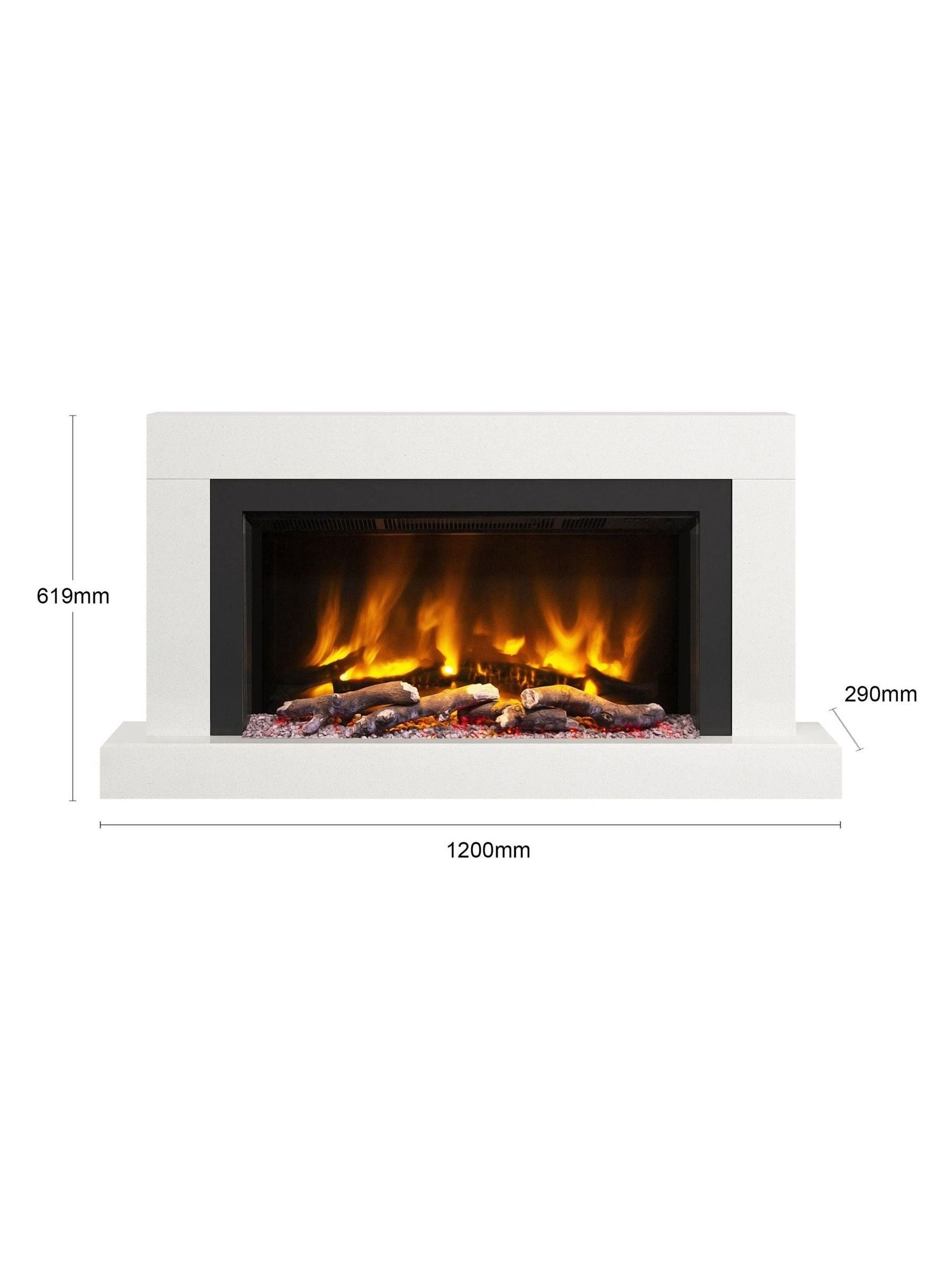 Be Modern White Micro Marble Impero 47 inch electric fire, UK version