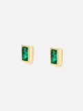 Oliver Bonas gold plated stud earrings with green siamite, imported from the UK