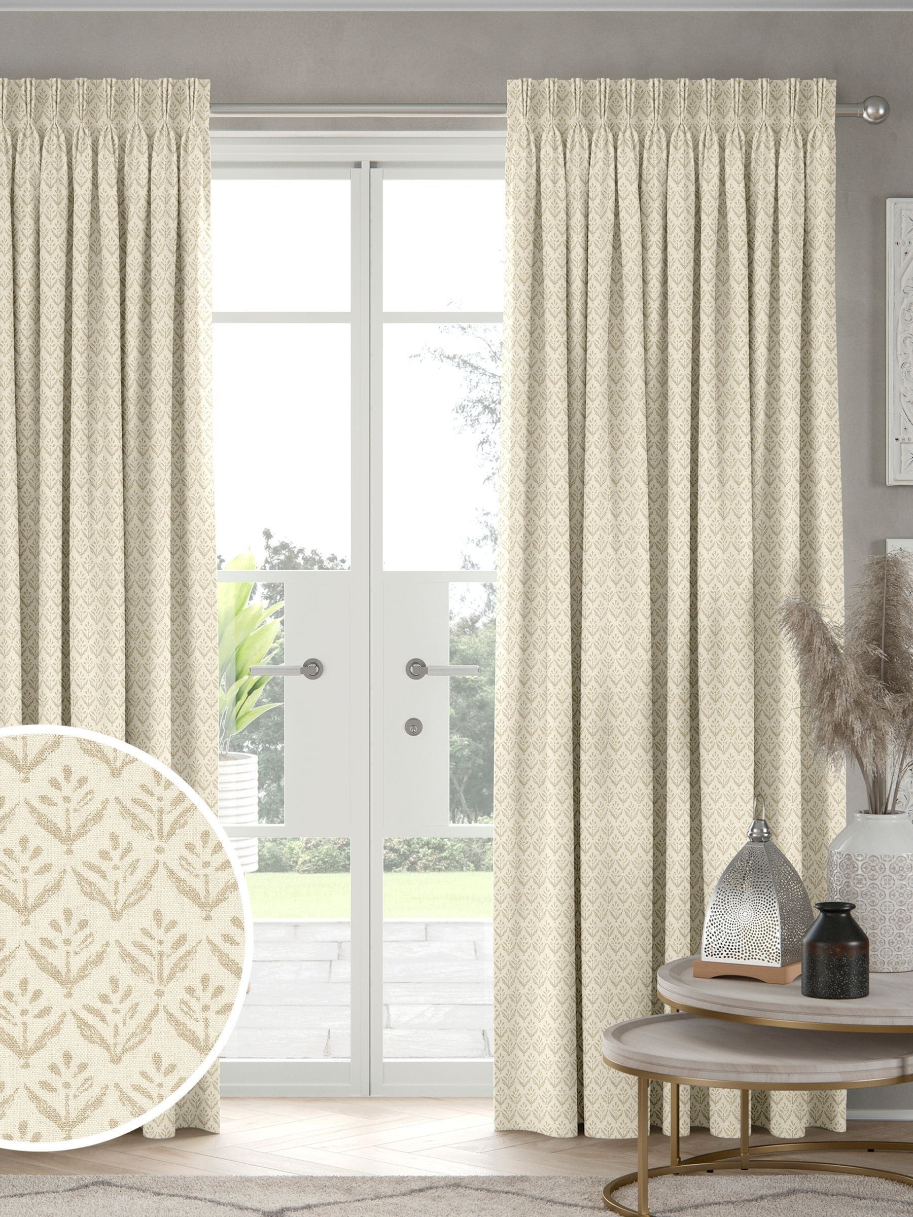 Sand Yellow made-to-measure curtains in cotton-linen blend, imported from the UK