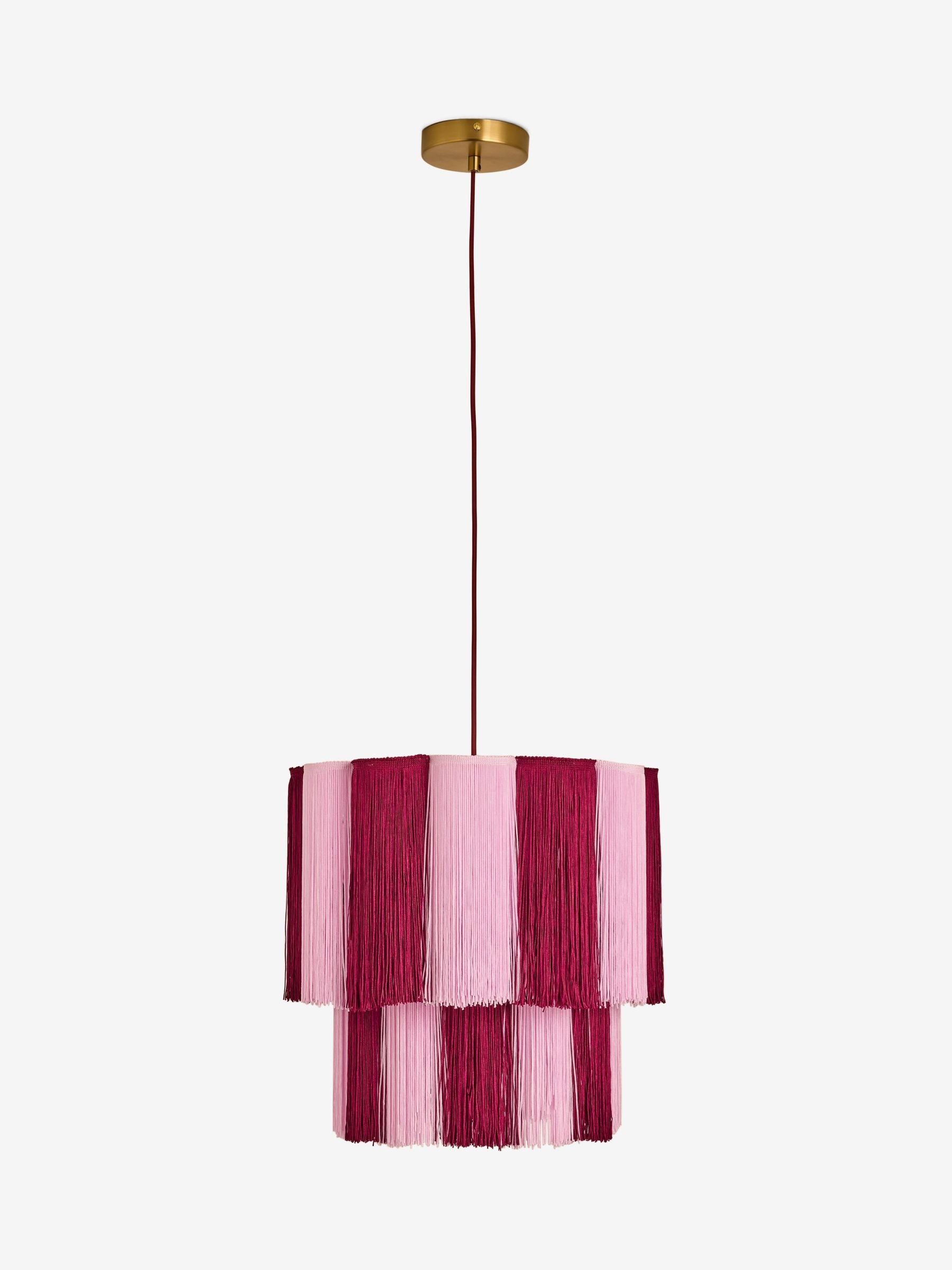Eleanor Bowmer red pink scalloped tassel pendant light, imported from the UK