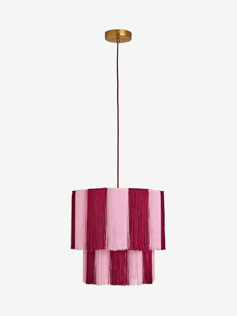 Eleanor Bowmer red pink scalloped tassel pendant light, imported from the UK