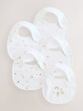 White animal print baby bibs 5 pack (British brand)