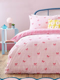 heya home pink gingham bows duvet set, UK version