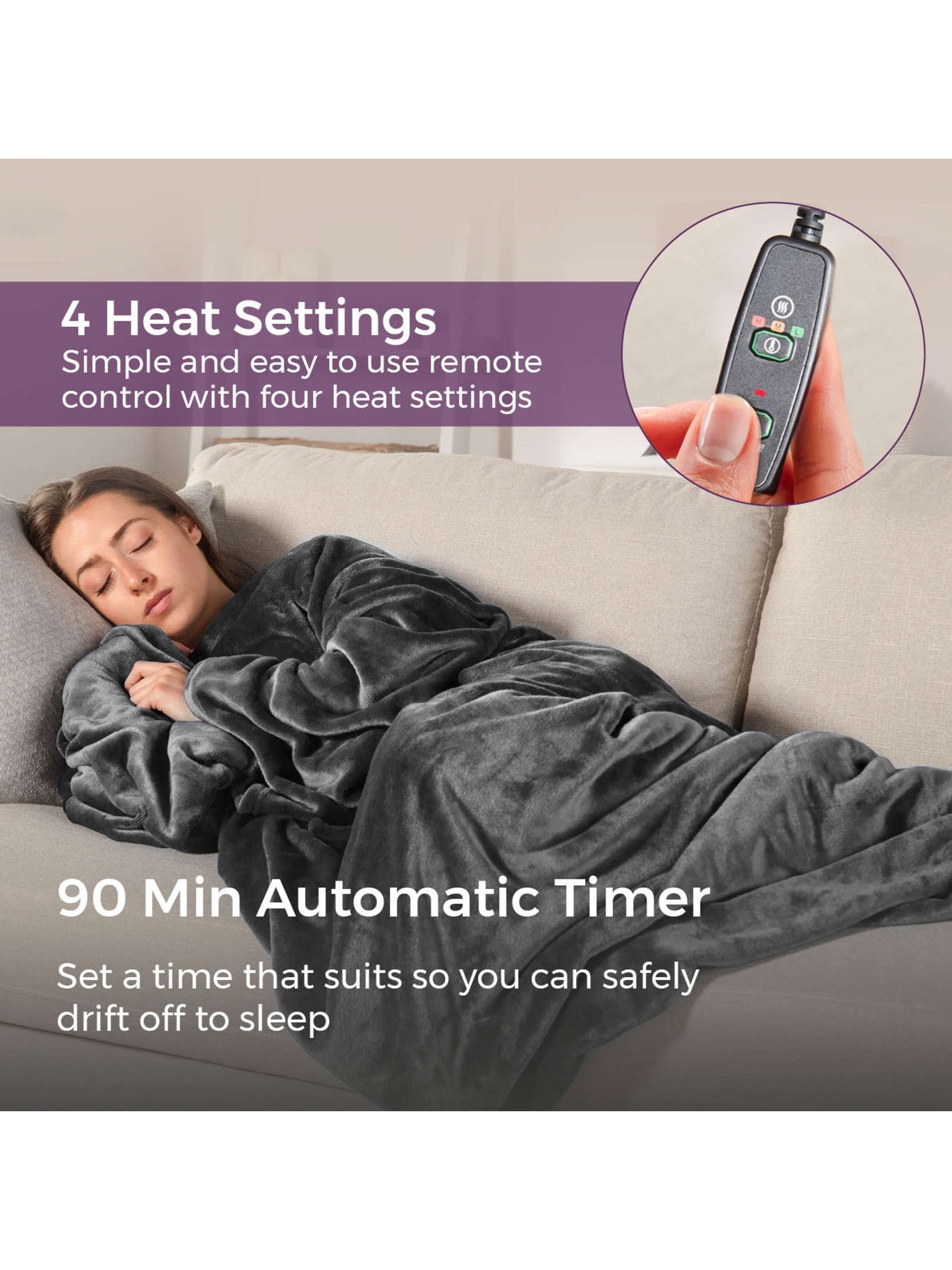 Carmen grey heated wearable blanket - British product