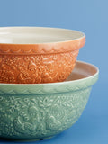 Mason Cash green and orange mixing bowl set, imported from the UK