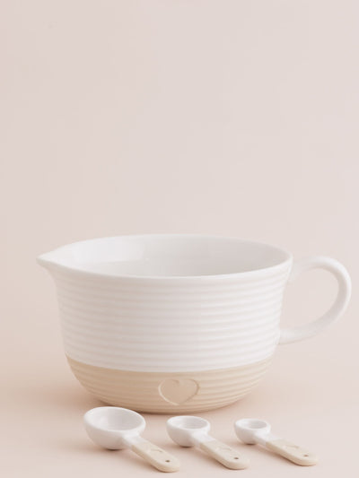 Next Mason Cash Cream Rustic Charm Batter Bowl and Measuring Spoon Set- Buy online at McGrocer