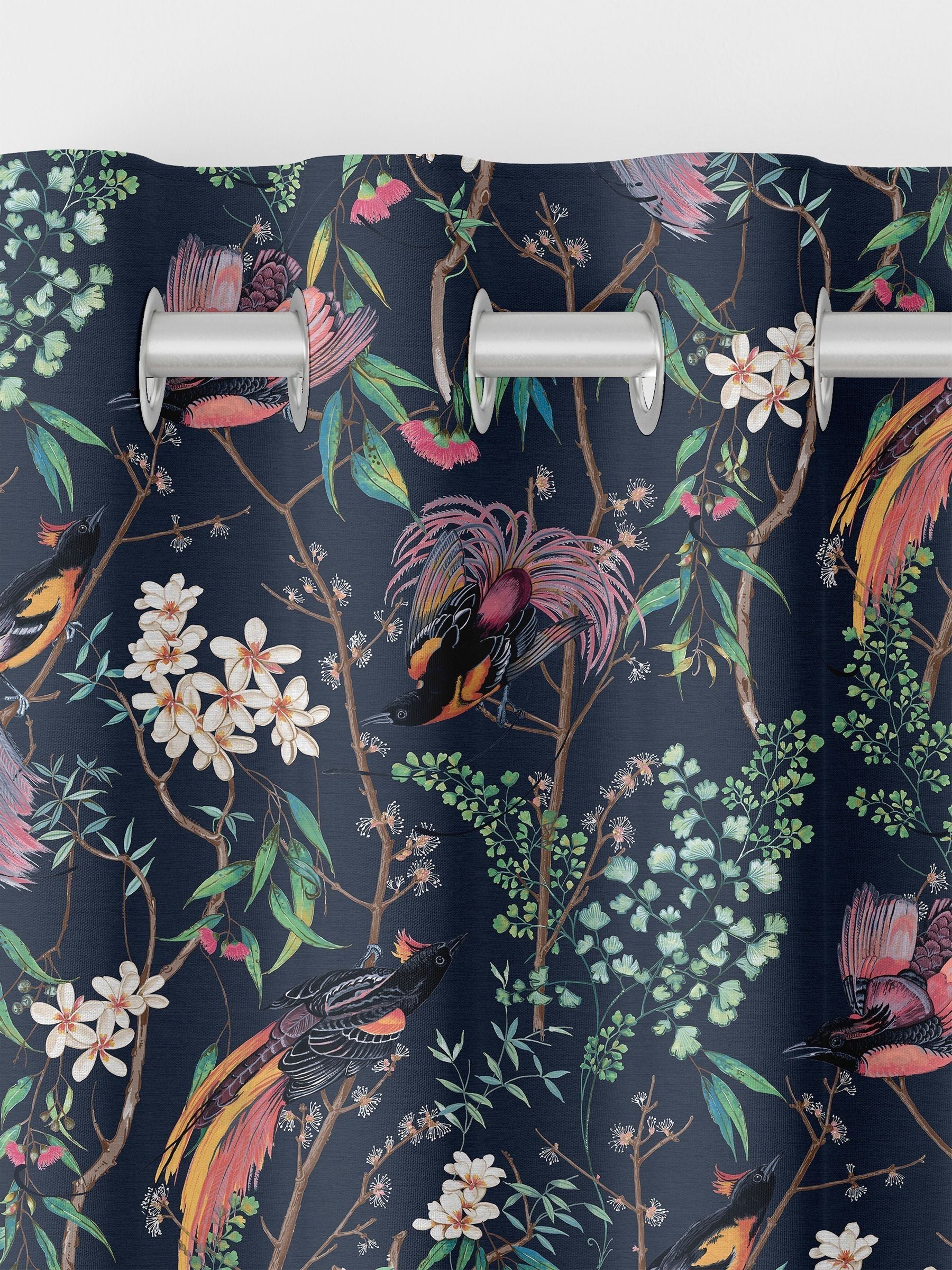 Graham & Brown Night Blue Clavering Birds made to measure curtains, imported from the UK