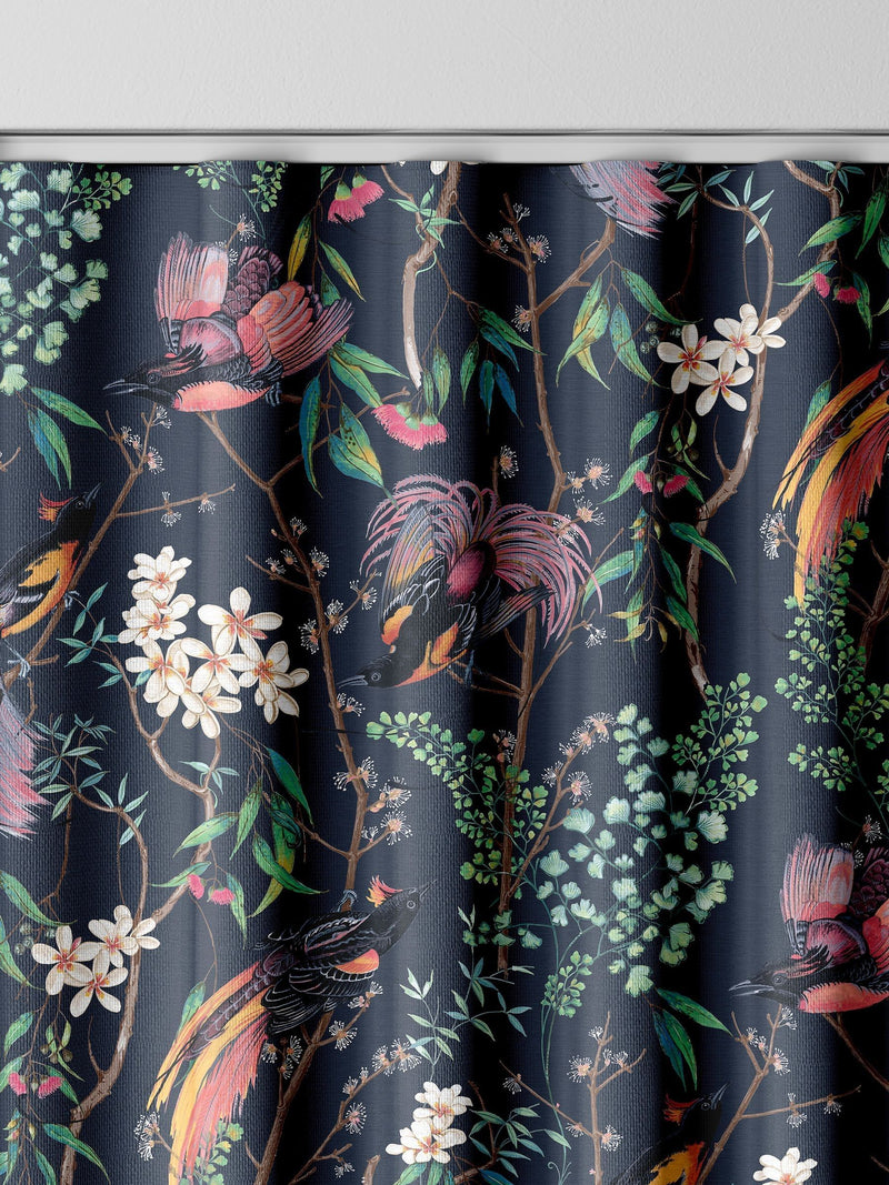 Graham & Brown Night Blue Clavering Birds made to measure curtains, imported from the UK