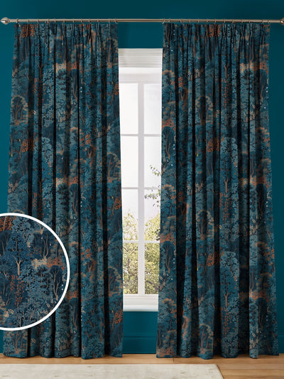 Next Graham & Brown Navy Blue New Eden Made to Measure Curtains- Buy online at McGrocer