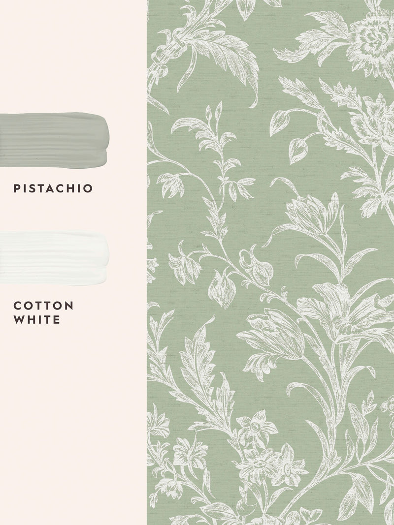 Laura Ashley Green Lloyd floral wallpaper 10m - British product