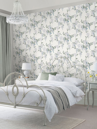 Next Laura Ashley White Mirabelle Wallpaper 10M- Buy online at McGrocer