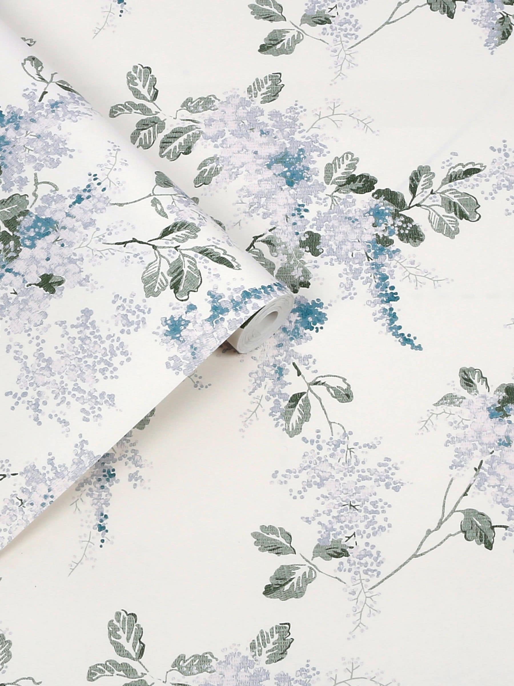 Laura Ashley White Mirabelle wallpaper 10m roll, imported from the UK