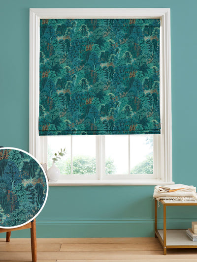 Next Graham & Brown Majestic Green New Eden 100% Cotton Roman Blind- Buy online at McGrocer