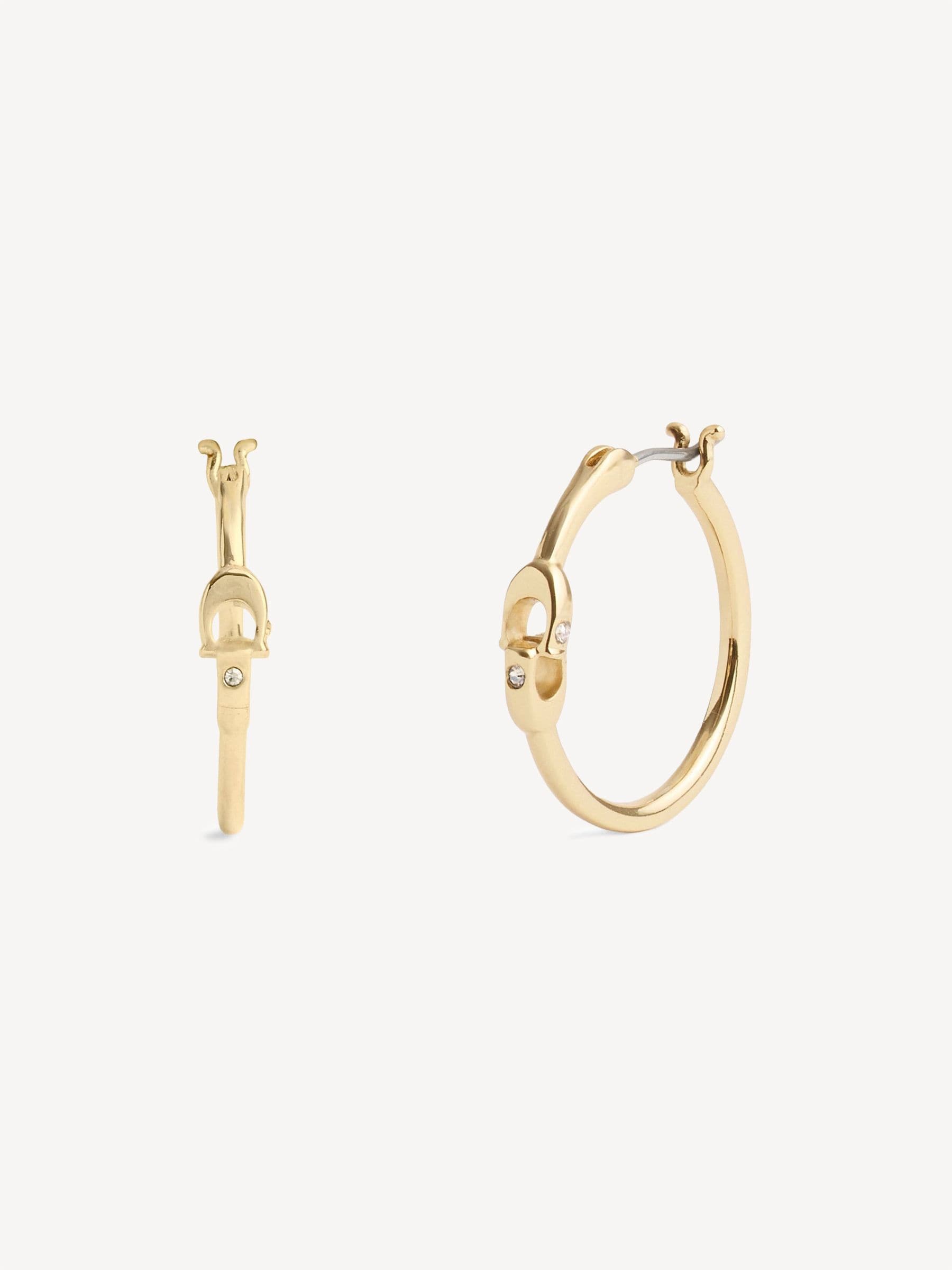 COACH Gold Tone Signature Hoop Earrings - British product