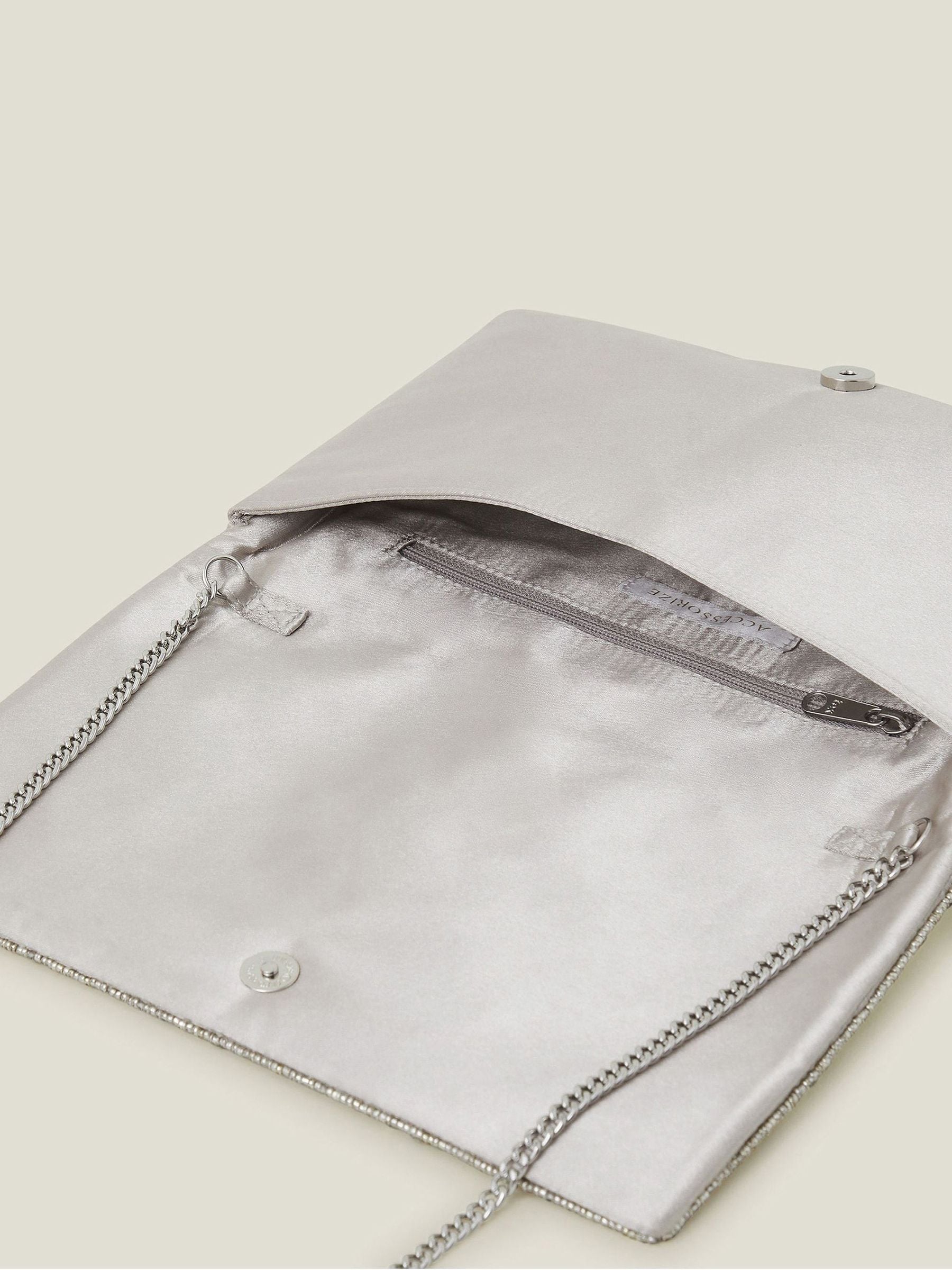 Accessorize Silver Tianna embellished clutch bag (British brand)