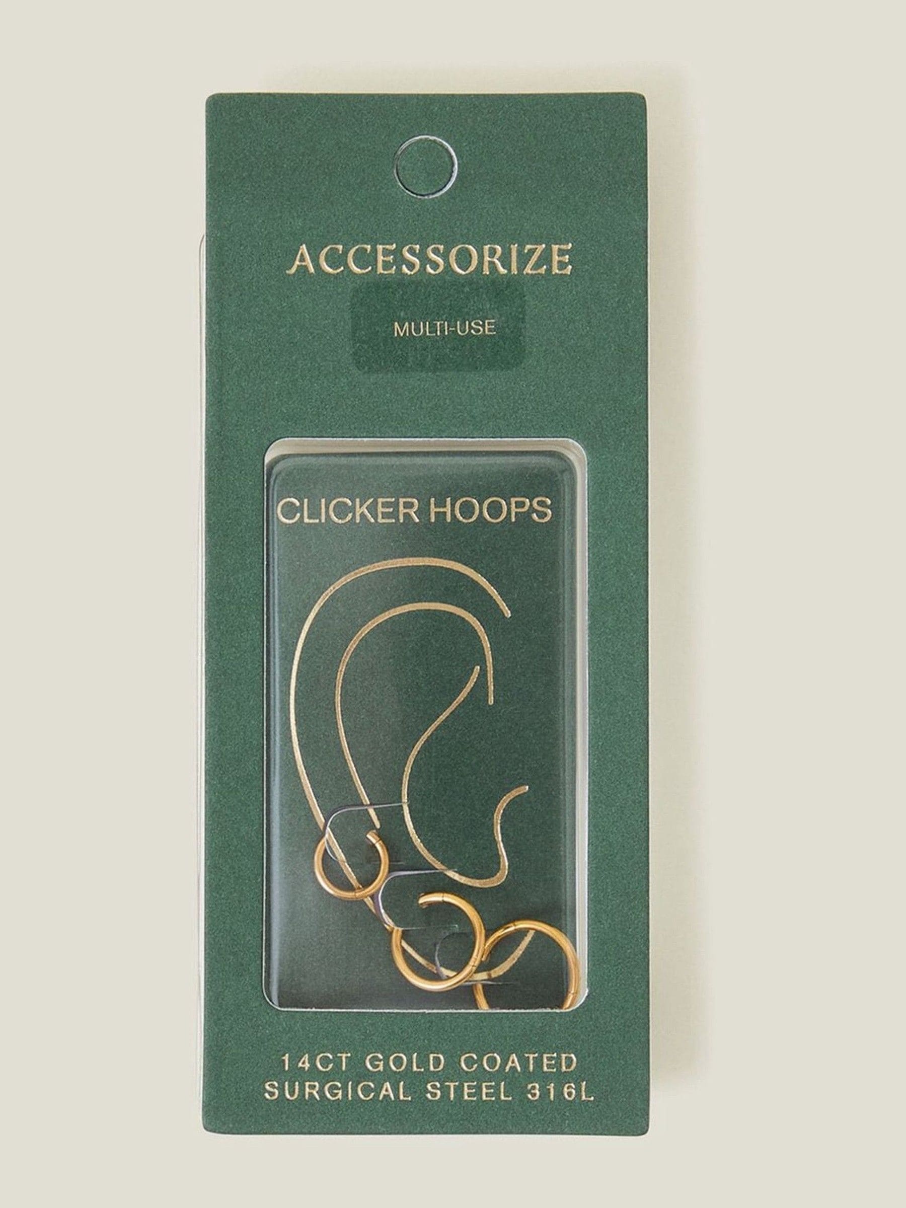 Accessorize gold tone surgical steel hoops 3 pack, UK version