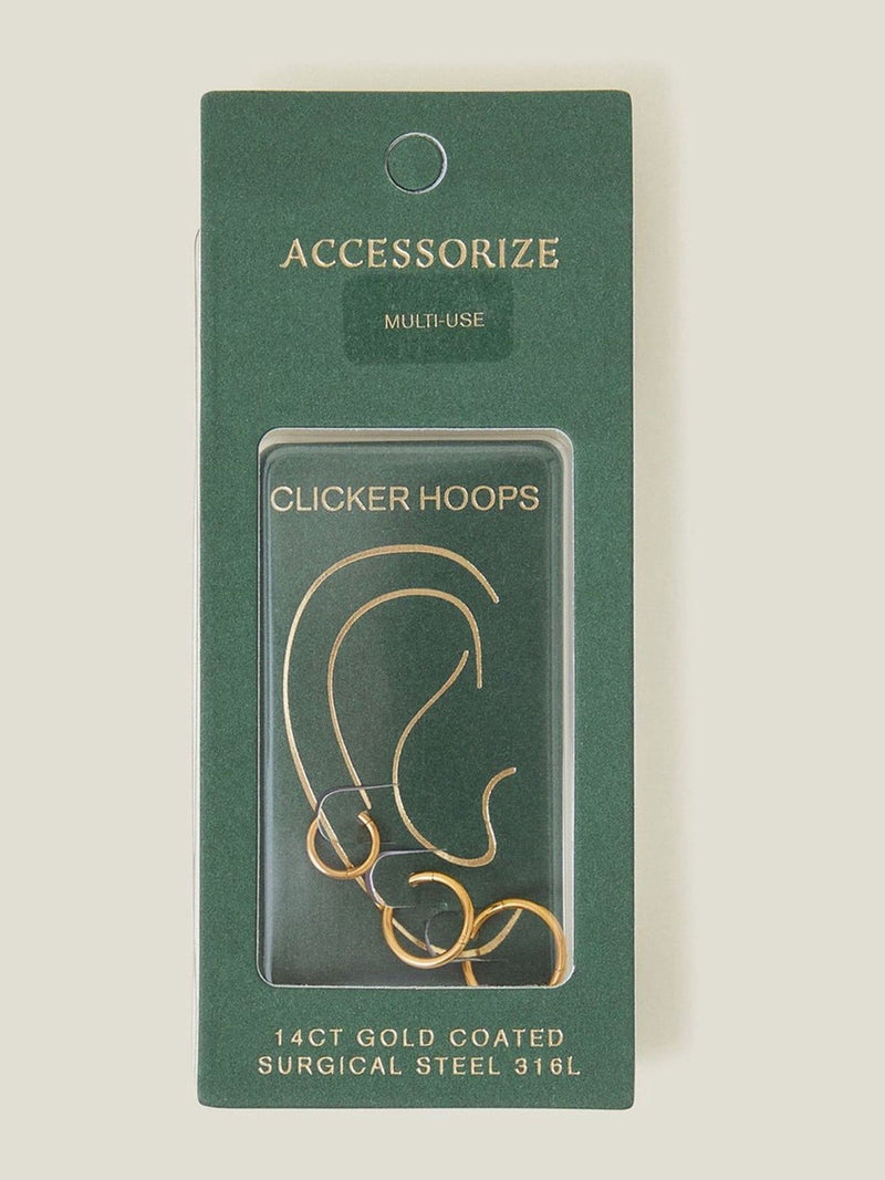 Accessorize gold tone surgical steel hoops 3 pack, UK version