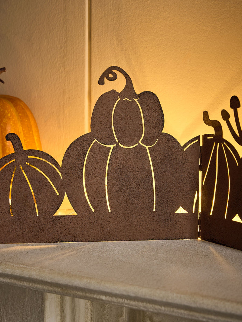 Rust Brown Light Up Pumpkin Fold Out Garland
