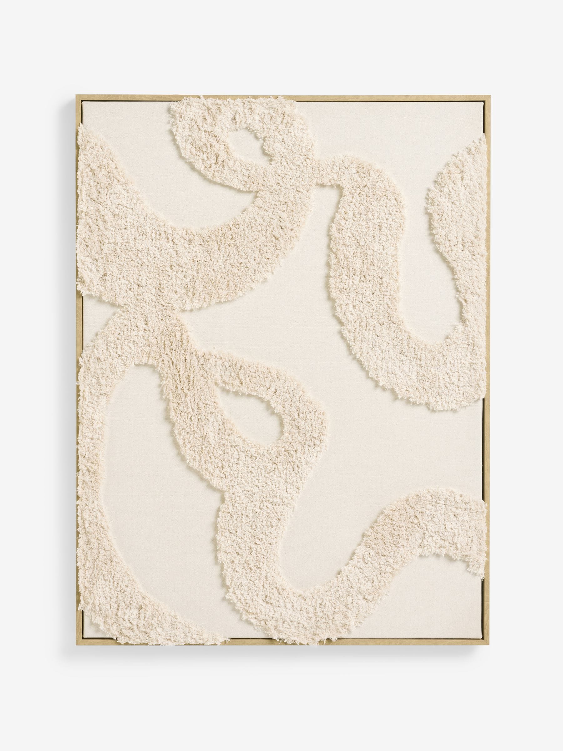 Natural Fabric Boucle Abstract Framed Wall Art 78x4x58cm, imported from the UK