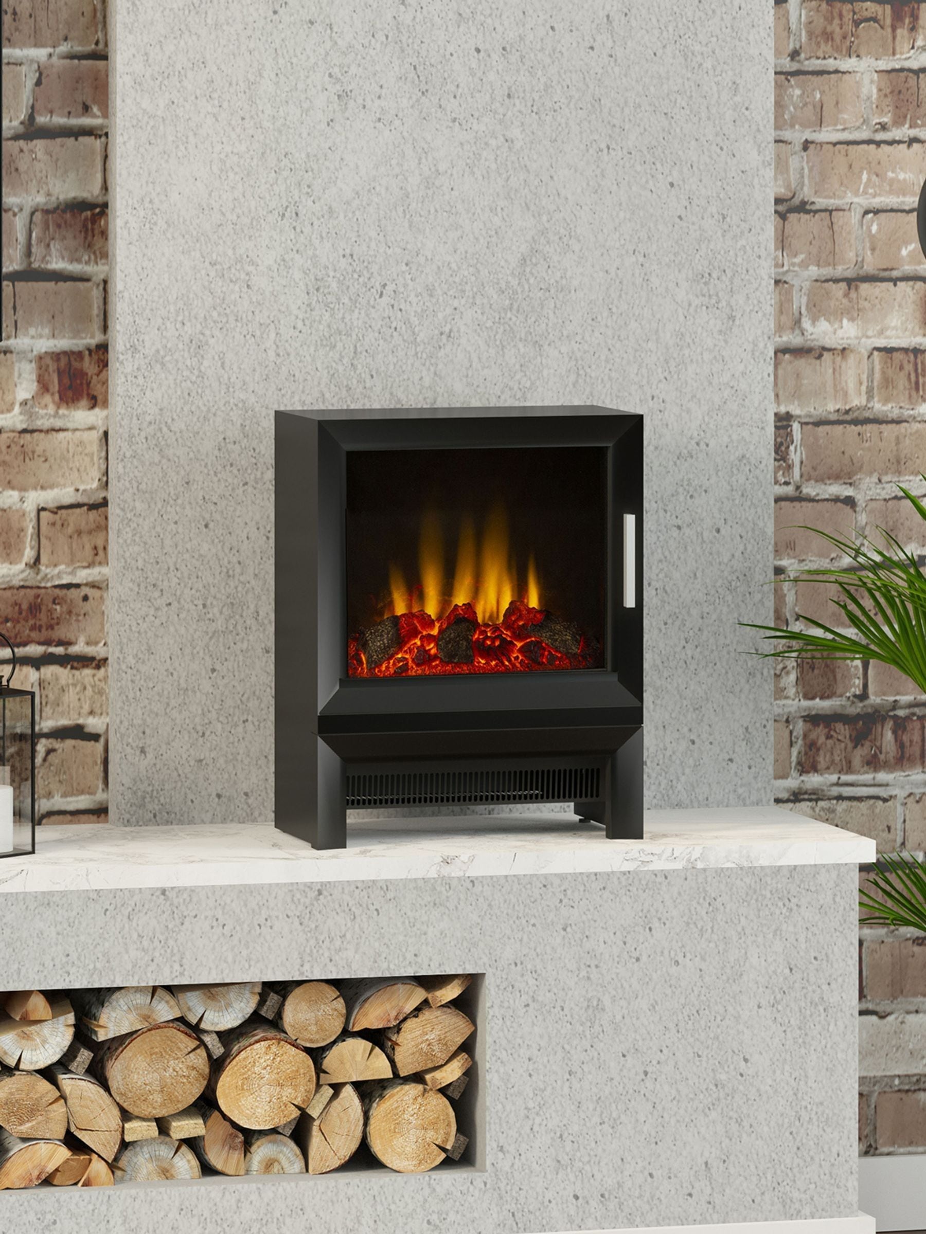 Be Modern Black Qube freestanding electric stove, UK version