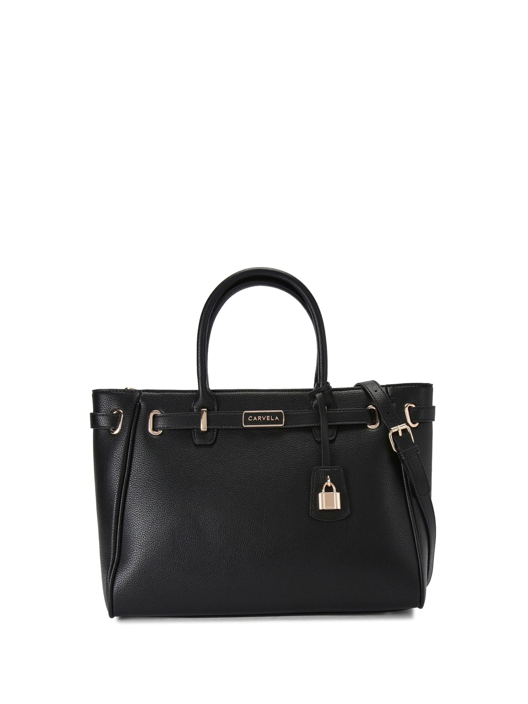 Carvela Black Chrome Belted Tote Bag