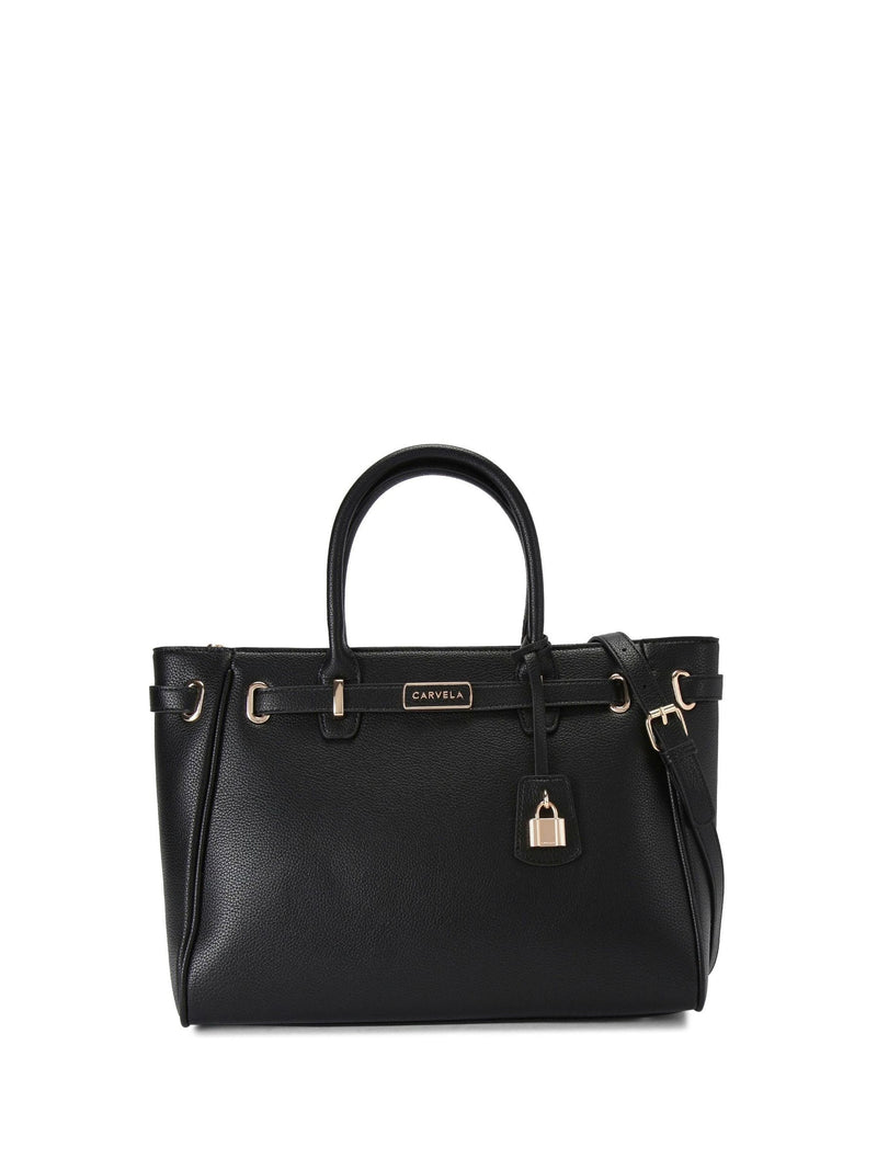 Carvela Black Chrome Belted Tote Bag