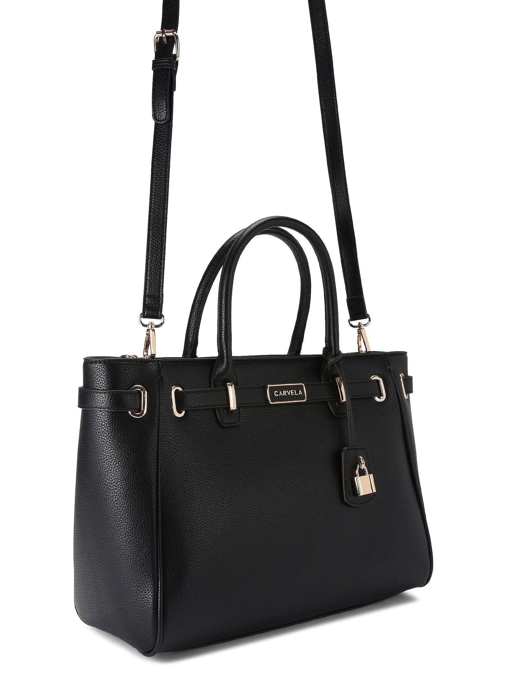 Carvela Black Chrome Belted Tote Bag