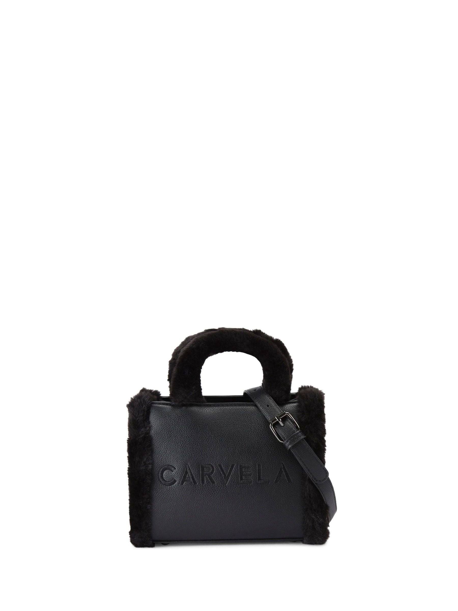 Carvela Black Frame Micro Fur Bag