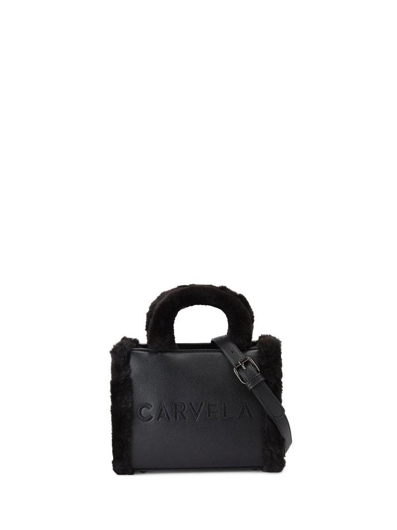 Carvela Black Frame Micro Fur Bag