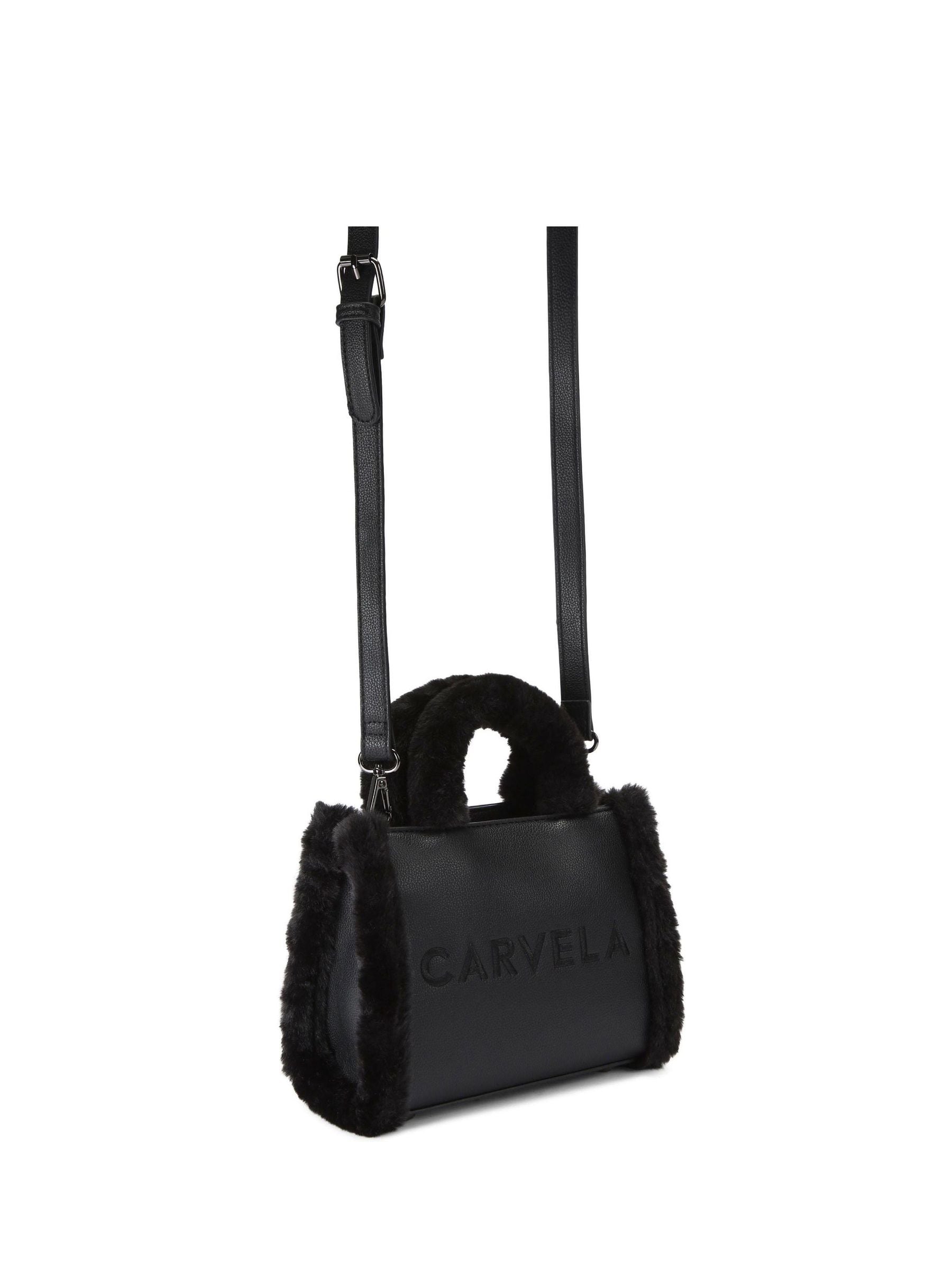 Carvela Black Frame Micro Fur Bag