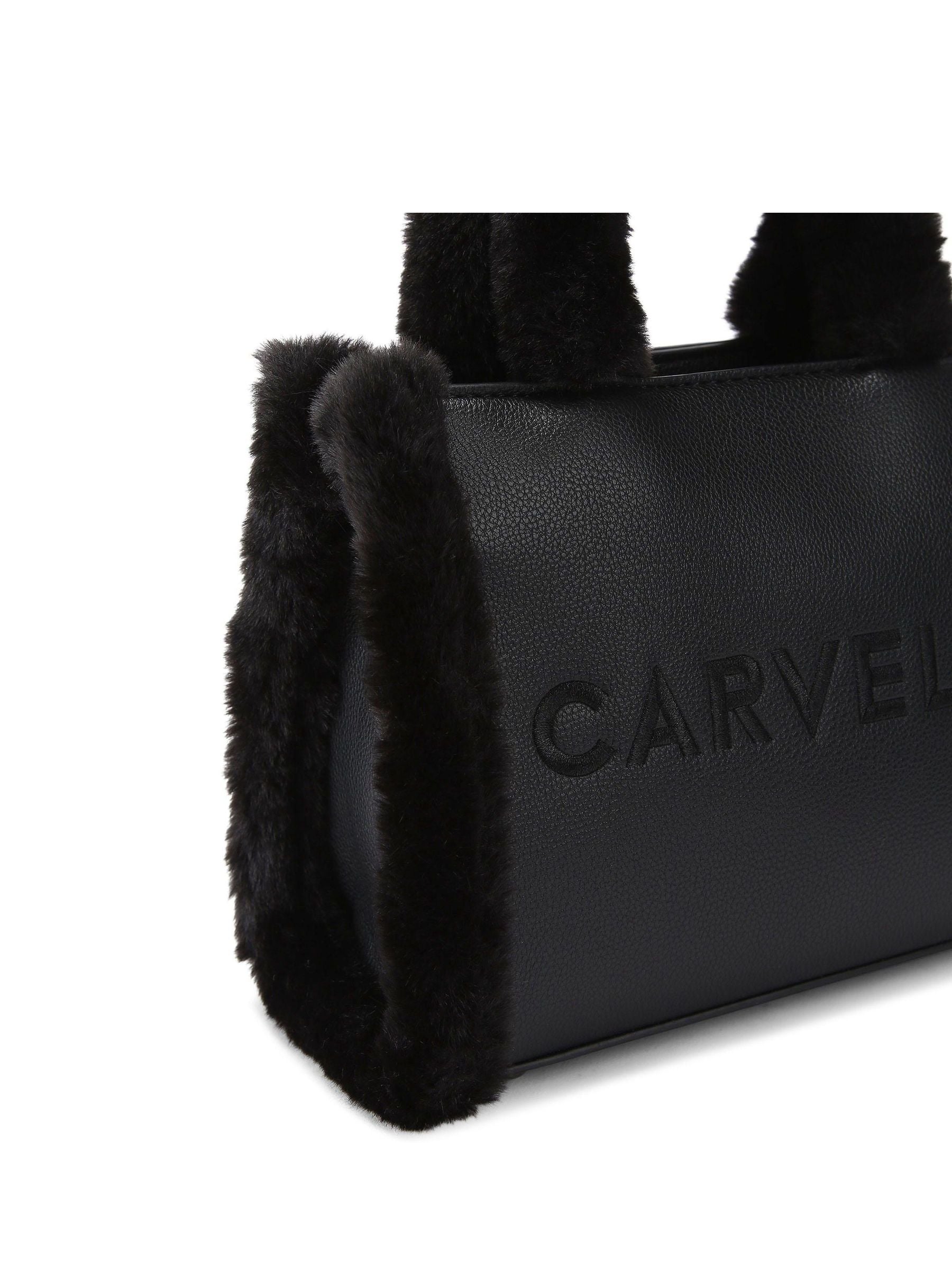 Carvela Black Frame Micro Fur Bag