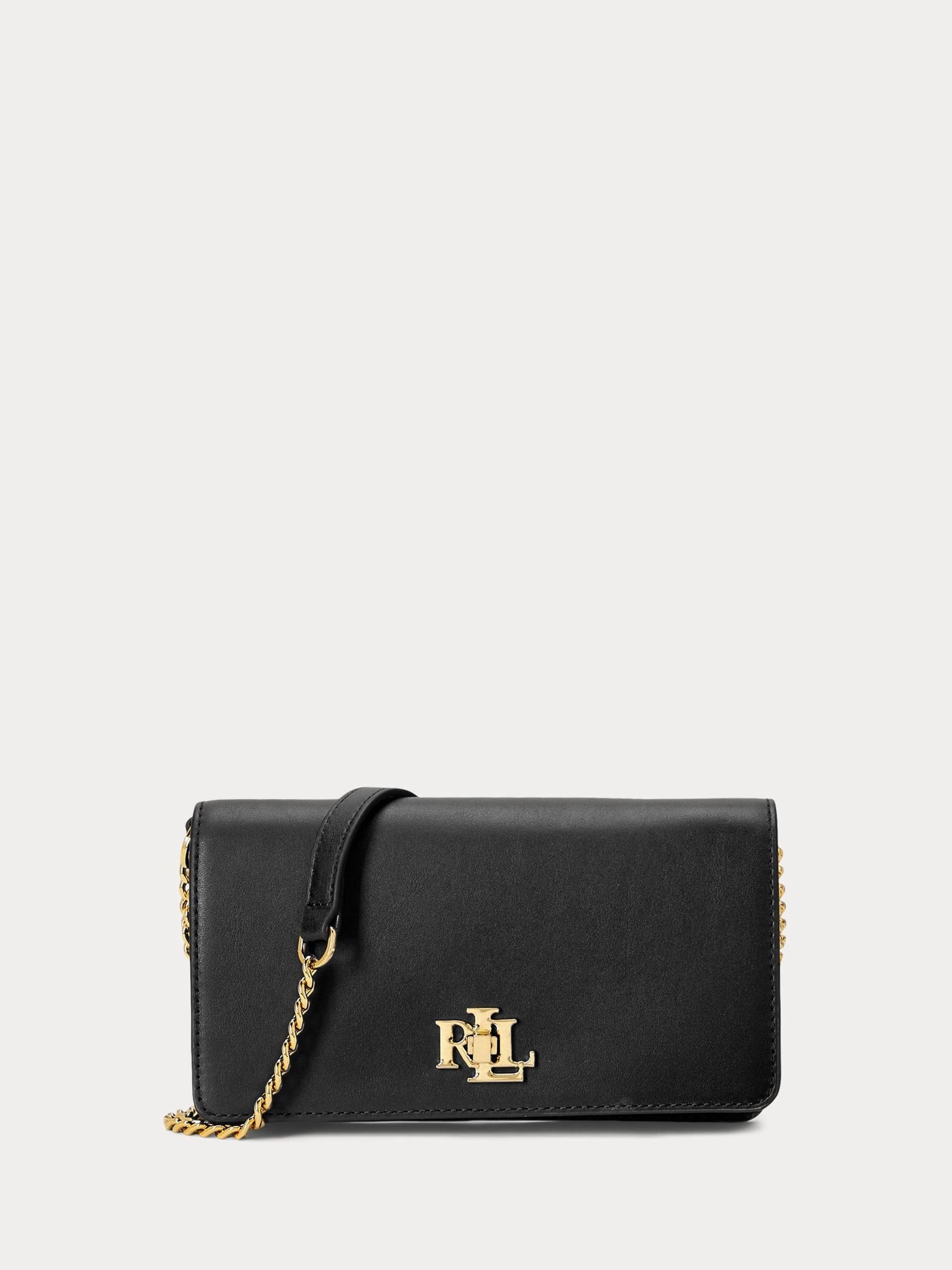 Lauren Ralph Lauren black turn-lock leather cross-body bag, UK version