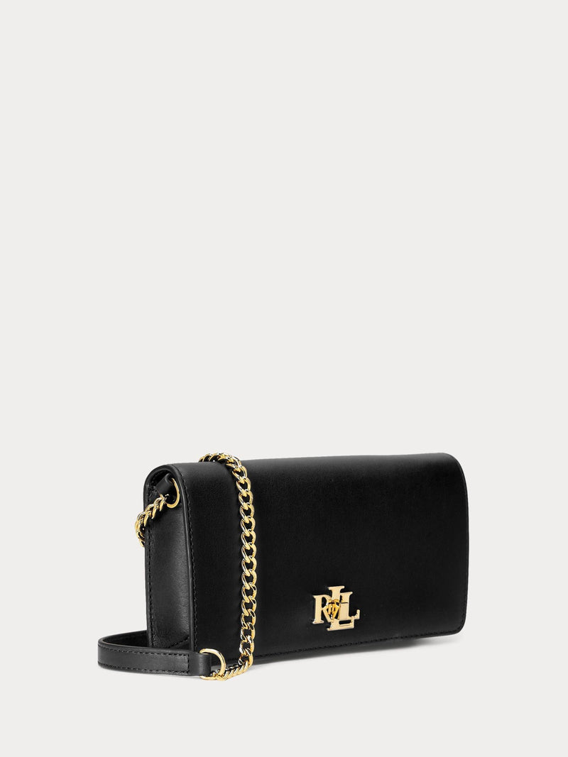 Lauren Ralph Lauren black turn-lock leather cross-body bag, UK version