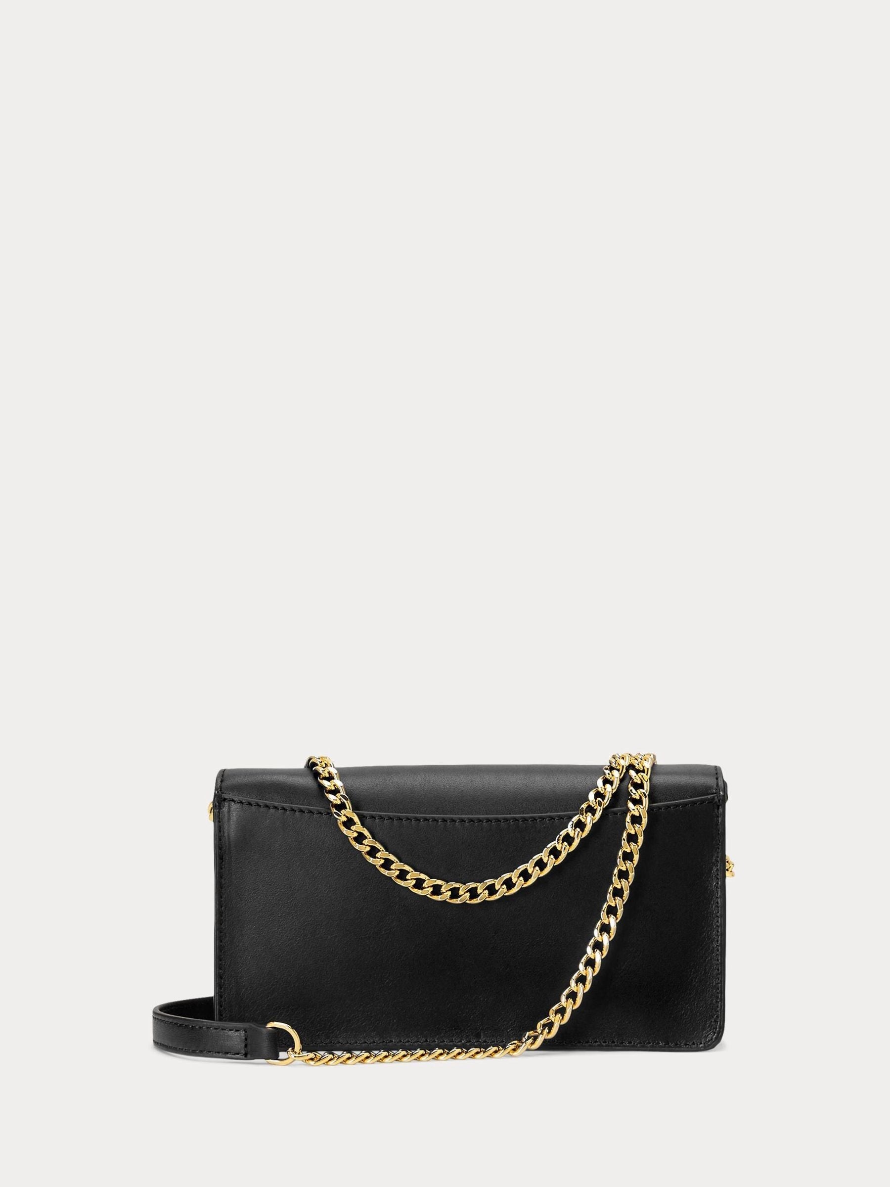Lauren Ralph Lauren black turn-lock leather cross-body bag, UK version