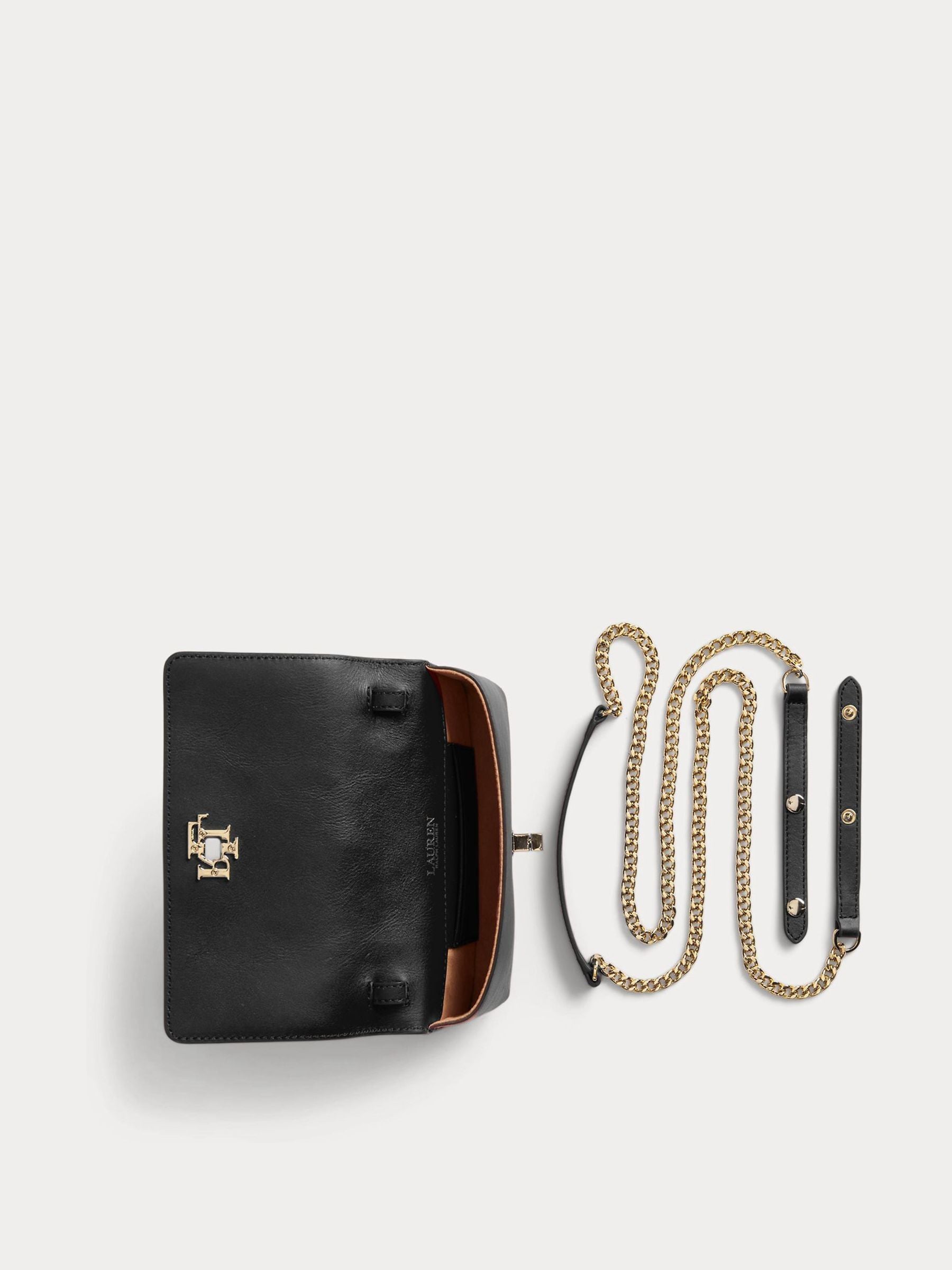 Lauren Ralph Lauren black turn-lock leather cross-body bag, UK version
