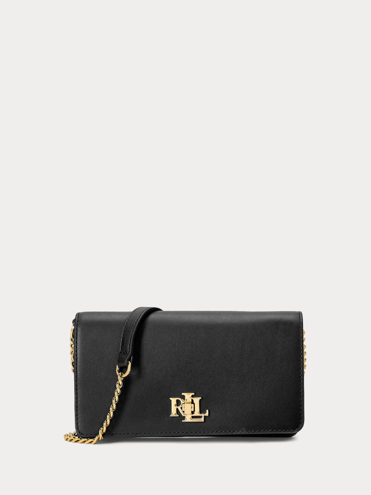 Lauren Ralph Lauren black turn-lock leather cross-body bag, UK version