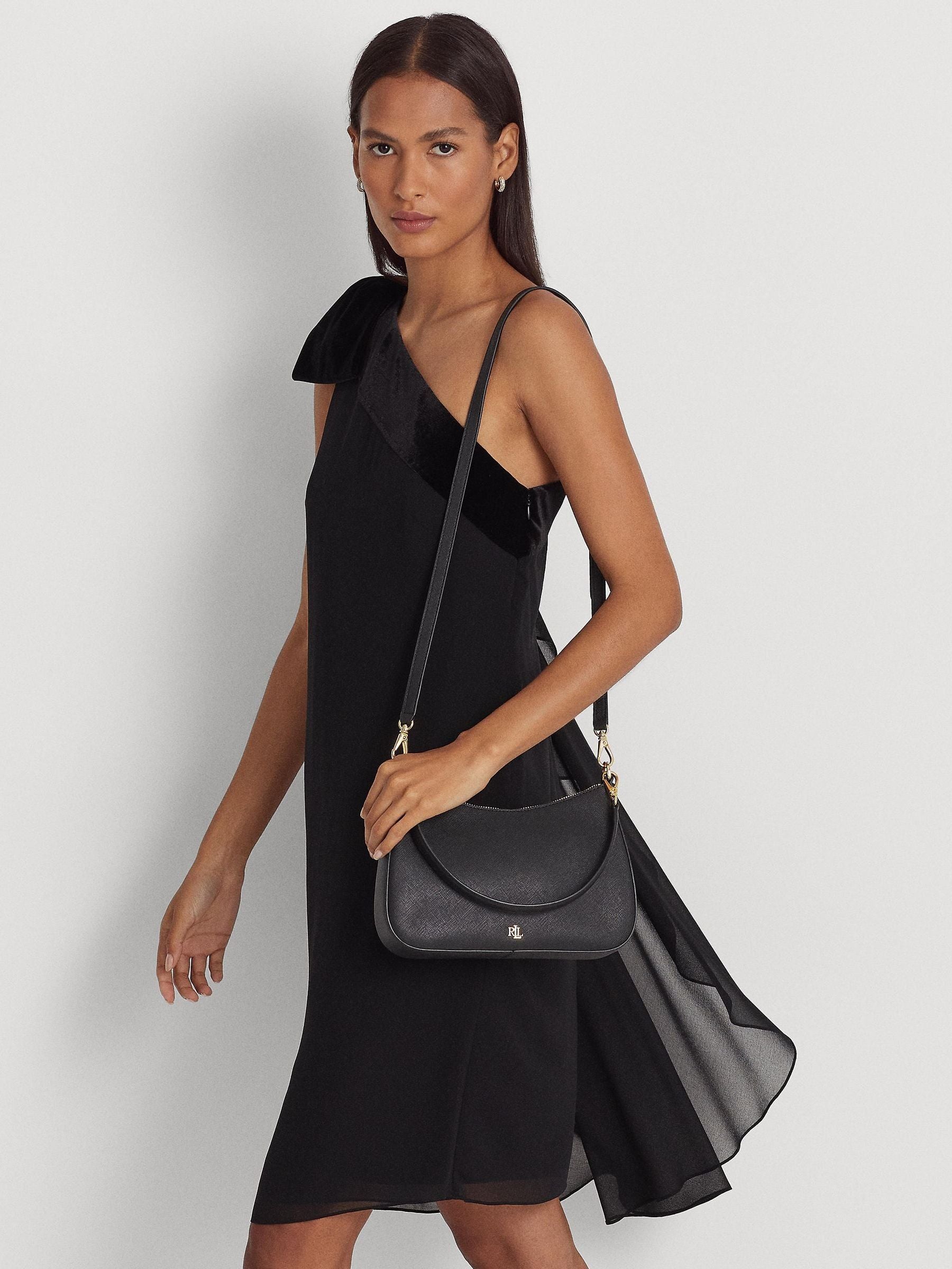 Lauren Ralph Lauren Danni crosshatch leather shoulder bag (British brand)