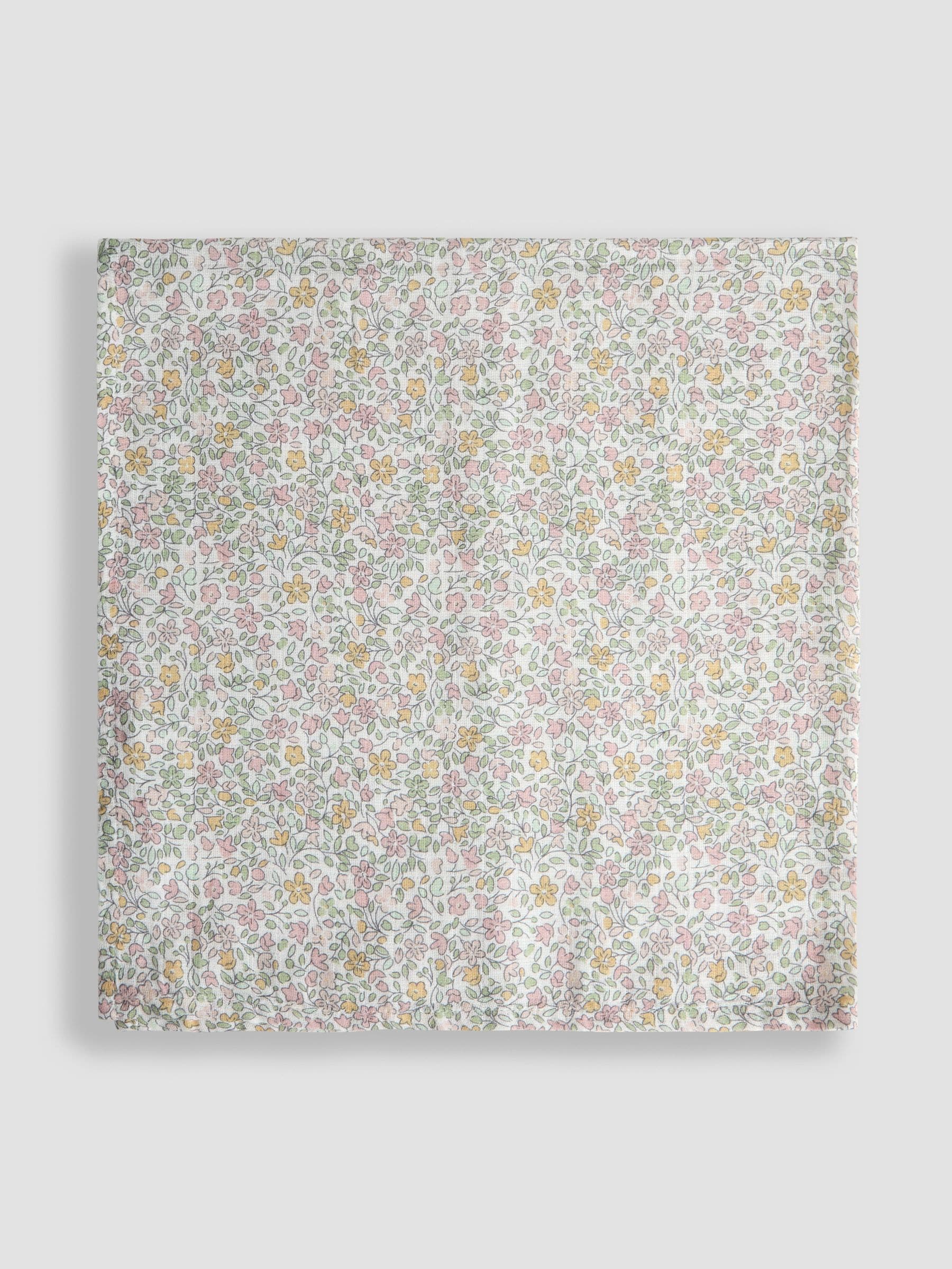 JoJo Maman Bébé vintage floral embroidered muslin cloths 5-pack - British product
