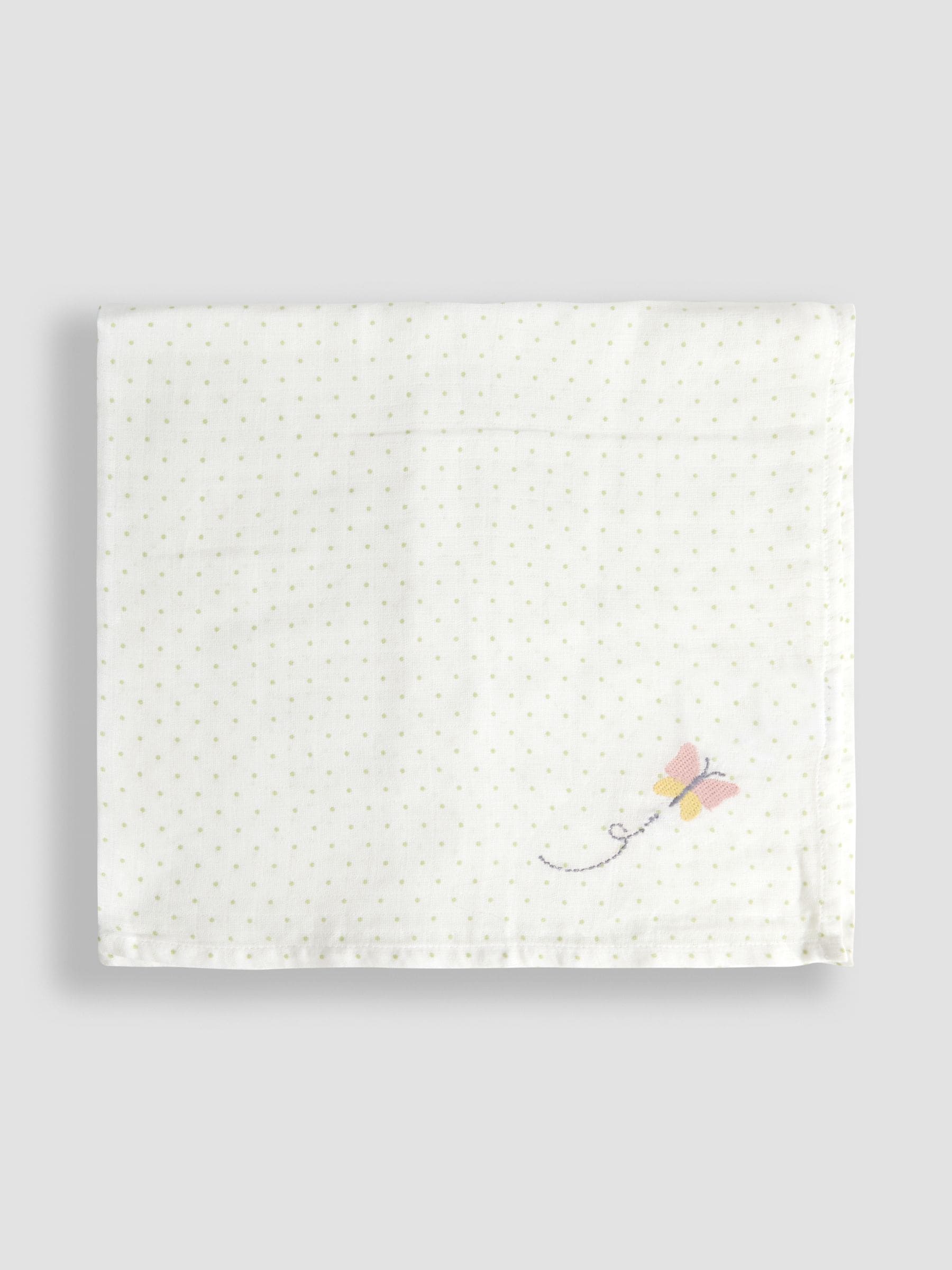 JoJo Maman Bébé vintage floral embroidered muslin cloths 5-pack - British product