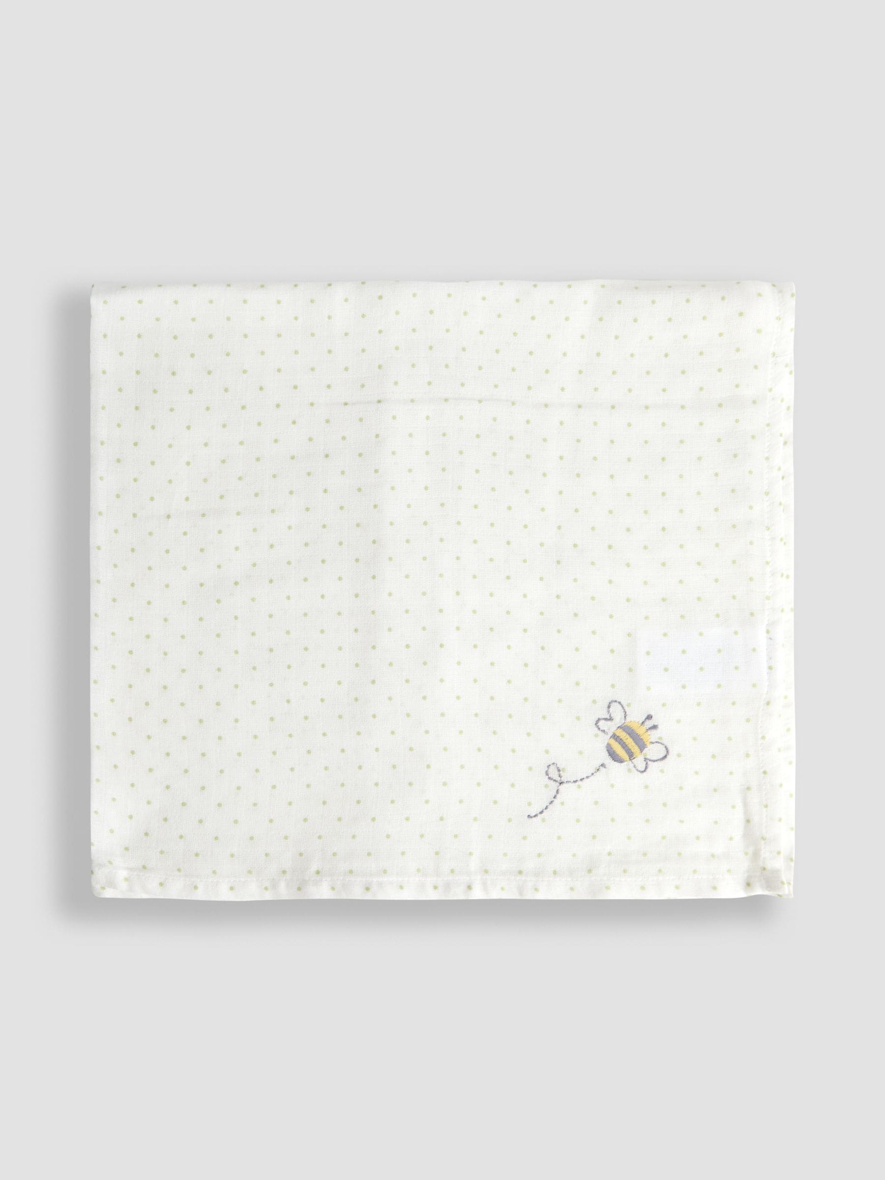 JoJo Maman Bébé vintage floral embroidered muslin cloths 5-pack - British product