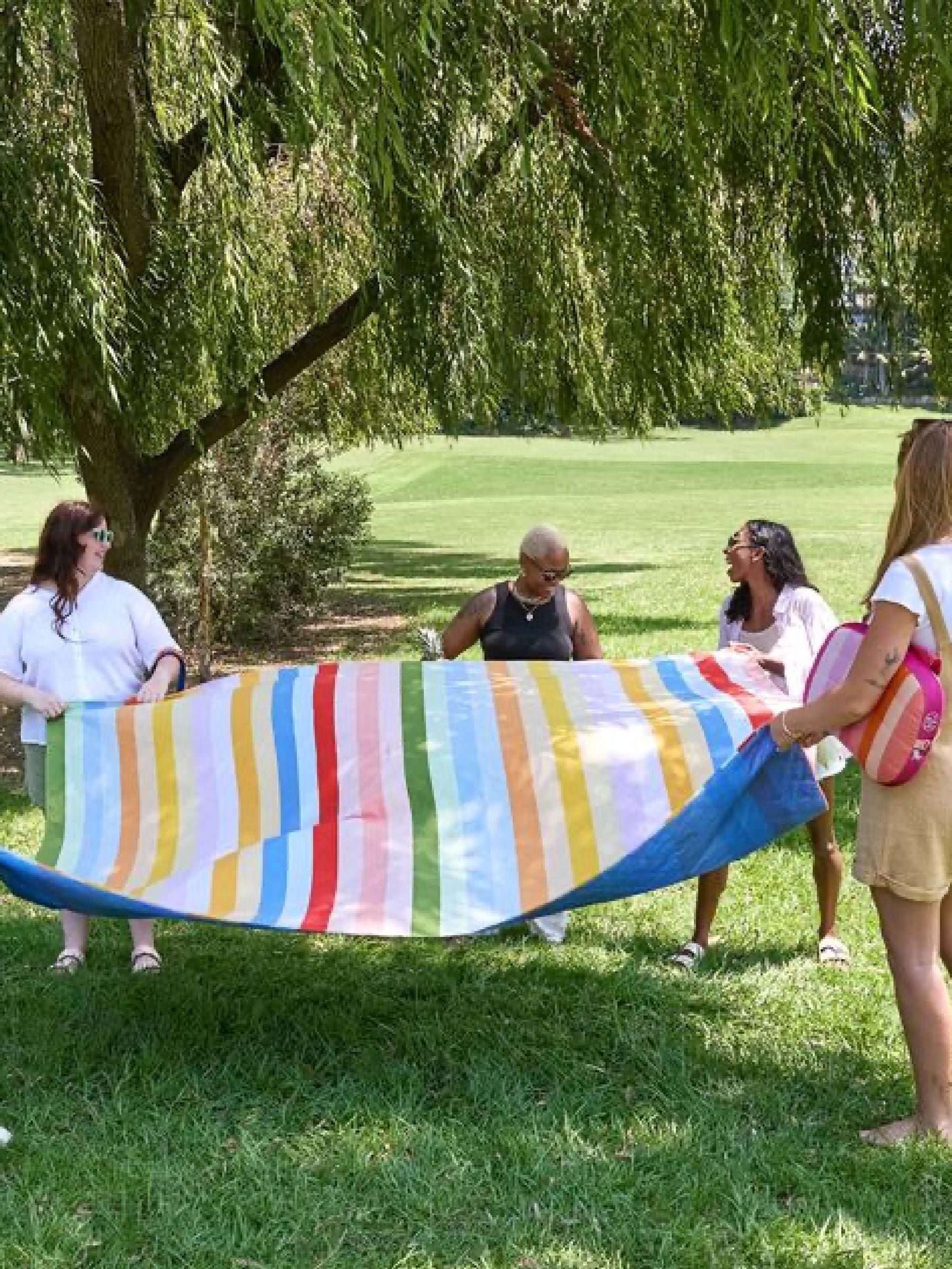 Dock & Bay Candy Stripes travel picnic blanket - British product