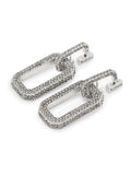Silver Tone Pave Link Drop Earrings
