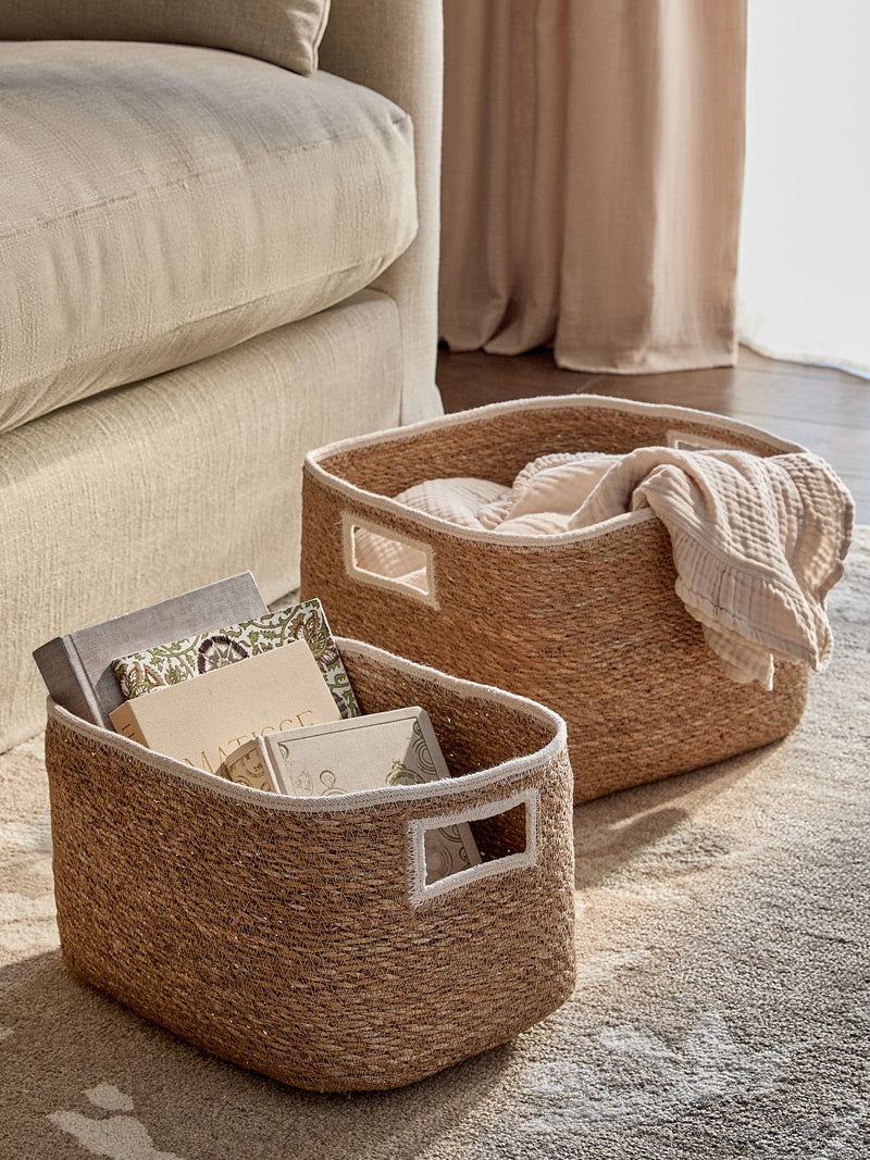 Neutral Seagrass Set of 2 Storage Baskets