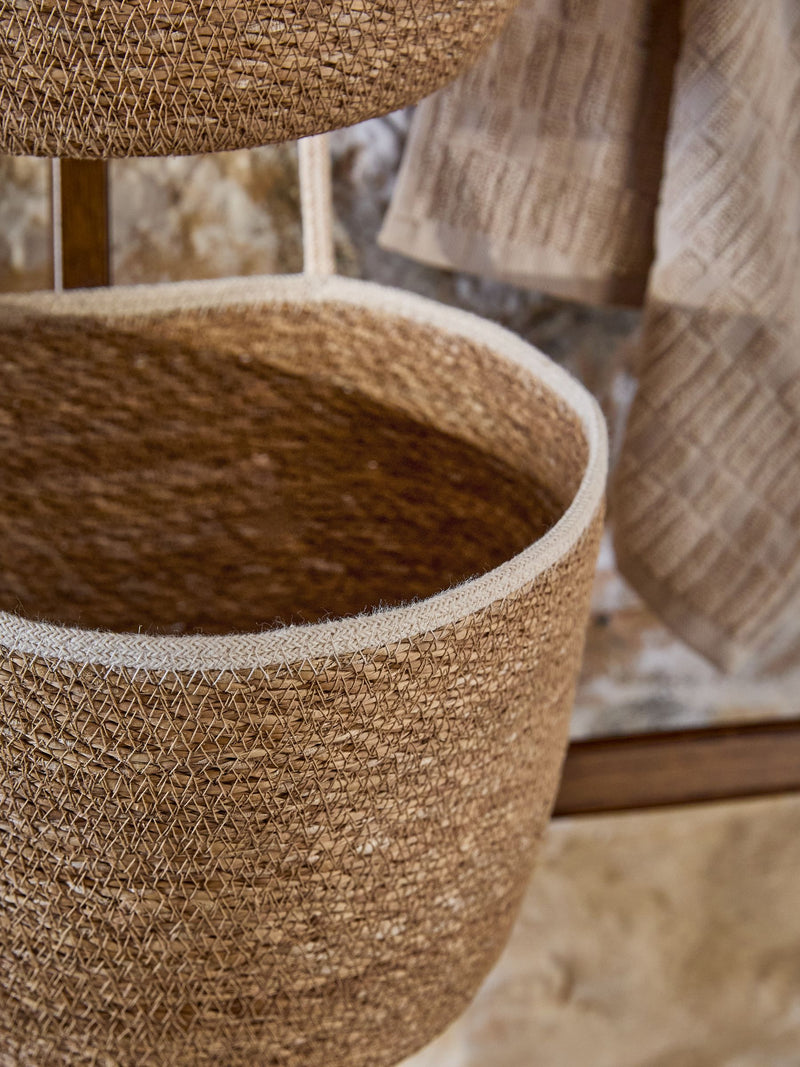 Neutral seagrass set of 3 storage baskets, UK version