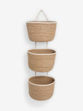 Neutral seagrass set of 3 storage baskets, UK version