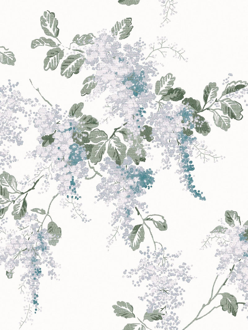 Laura Ashley Mirabelle wallpaper sample in Pale Seaspray, UK version