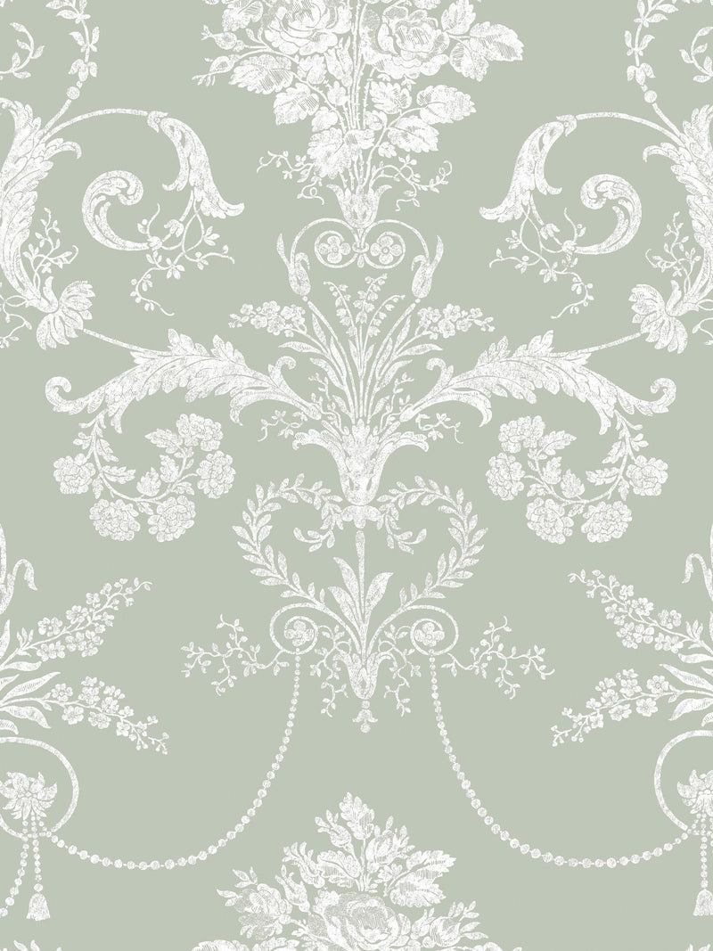 Laura Ashley Josette wallpaper sample sage green A4 (British brand)