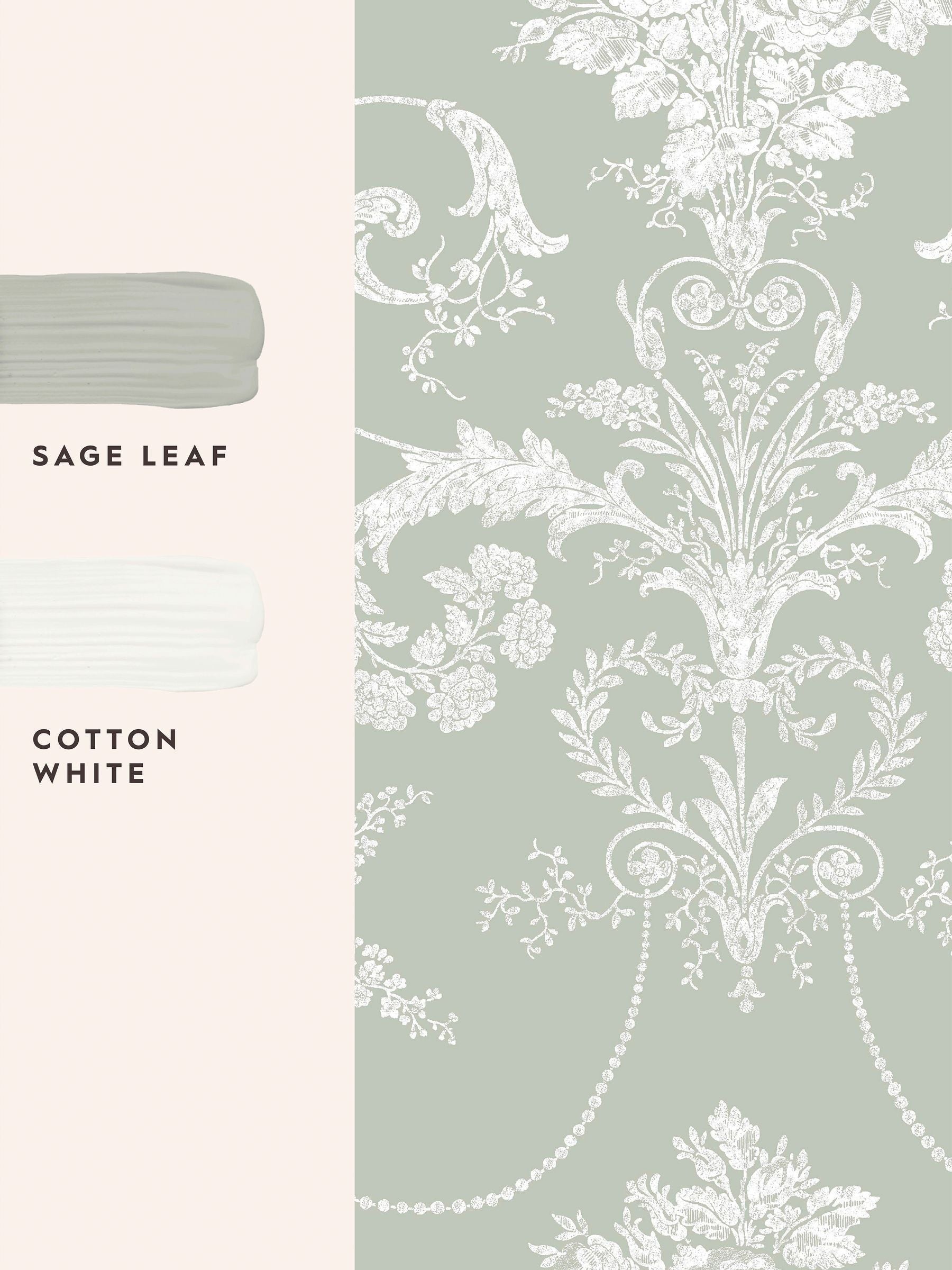 Laura Ashley Josette wallpaper sample sage green A4 (British brand)